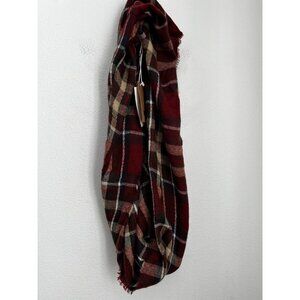 Stitch Fix LOOK Fall  Infinity Scarf Maroon Plaid Weave NEW With Tags Soft